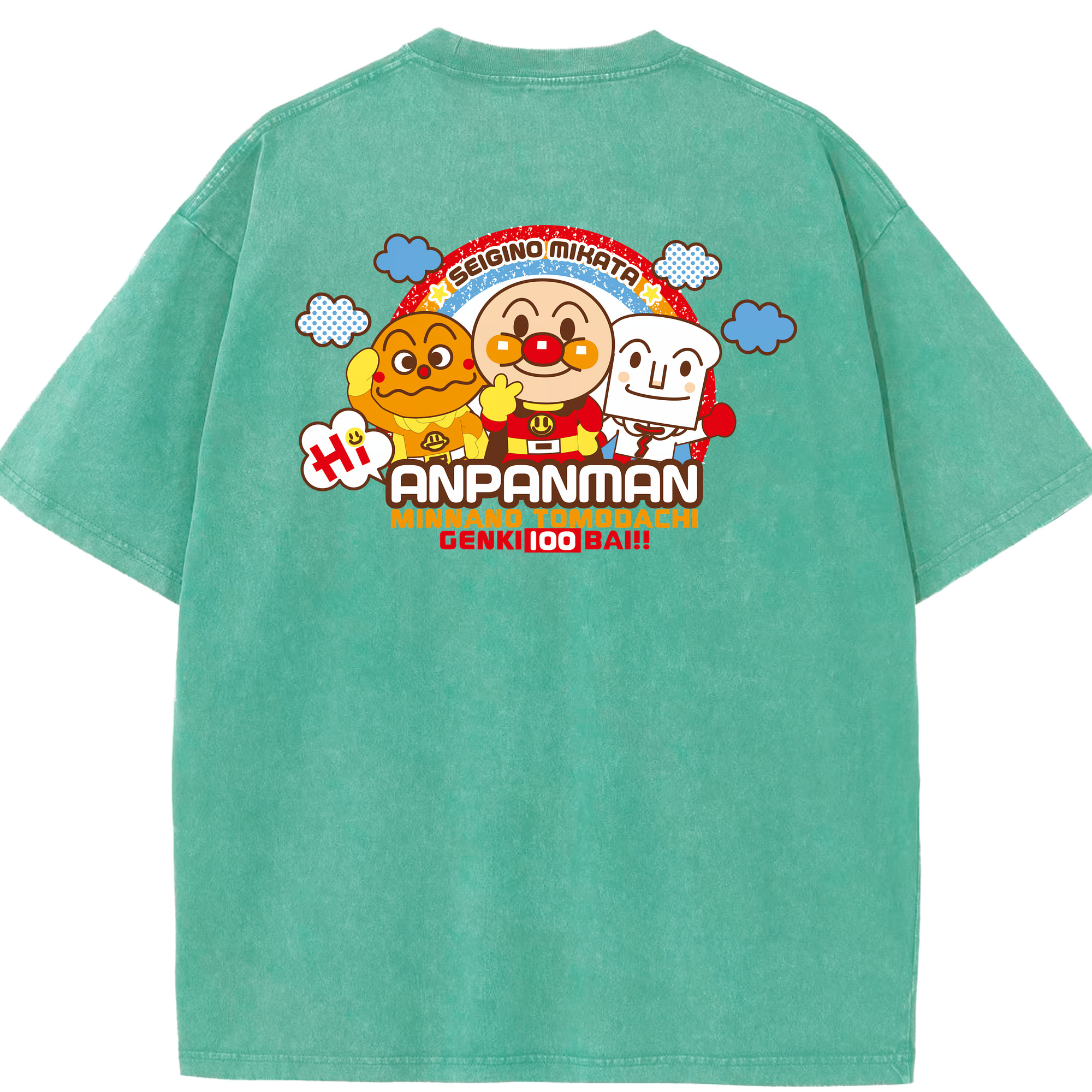 （画像用） アンパンマン Anpanman 綿100% ヴィンテージ風 半袖Tシャツ（背面プリント）